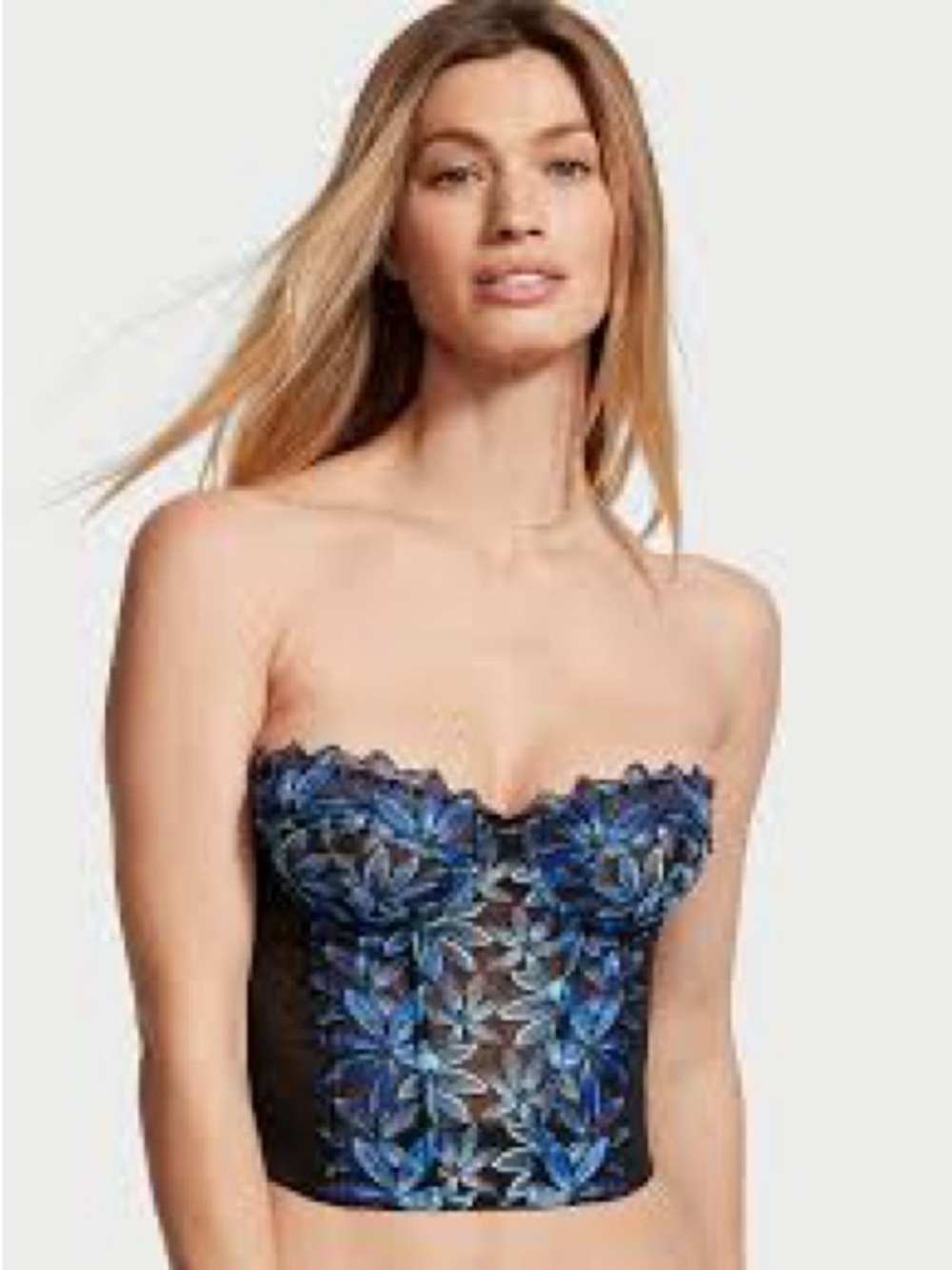 NEW Victorias‎ Secret Ziggy Glam Floral Embroidery Unlined 36DD Corset Top 4527